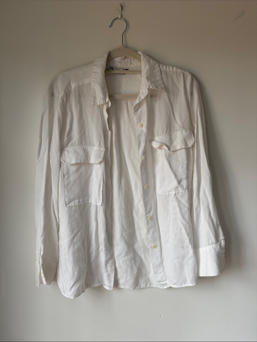 Zara White Women's Button-Down Shirt